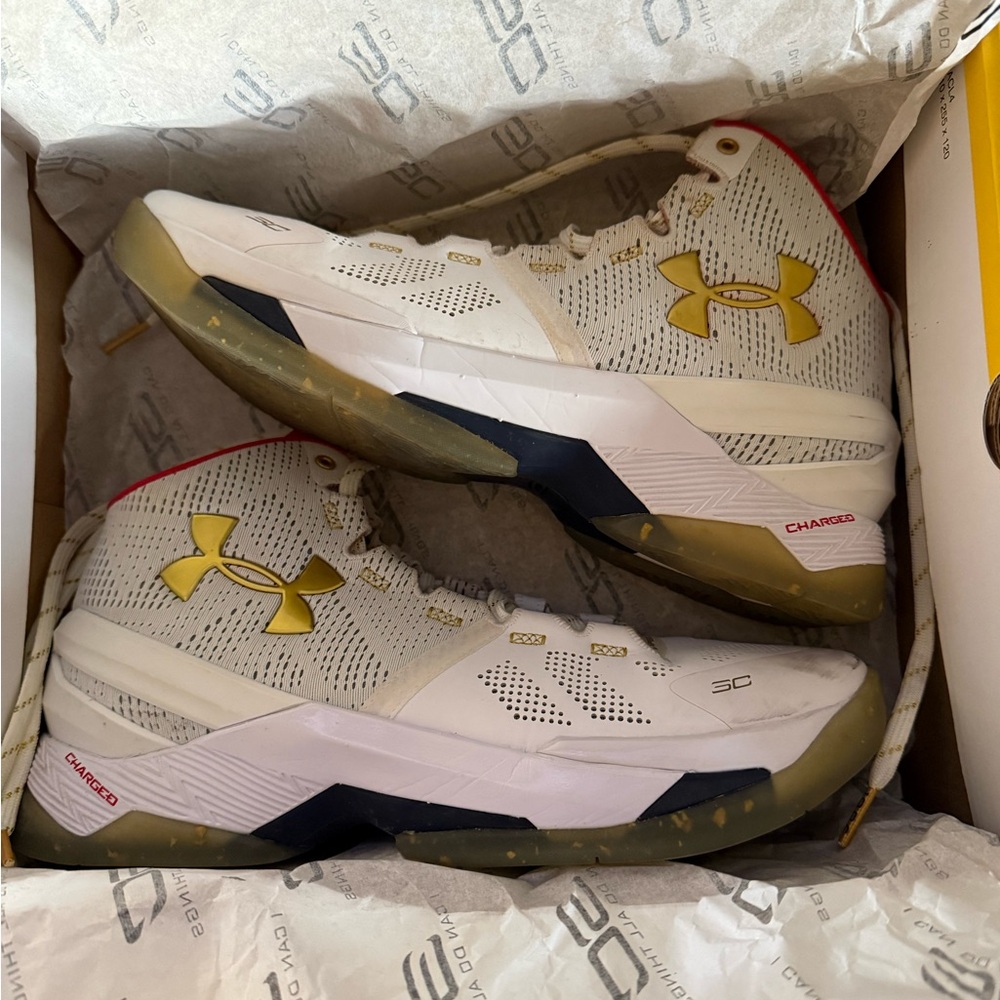 Under Armour Red and White Athletic Shoes